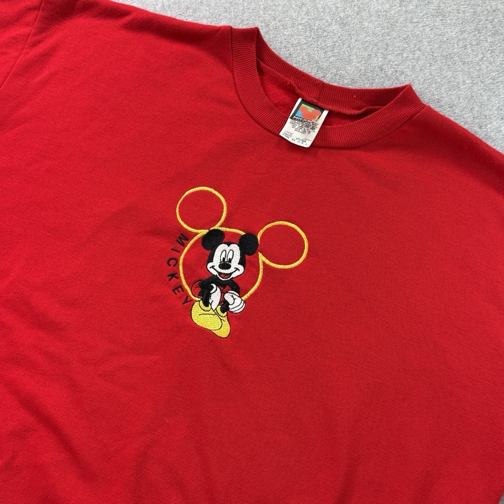 Vintage Mickey Unlimited Land 'N Sea Red Sweatshirt Made in USA Adult Medium